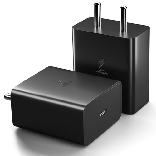 Image of Original 25w Charging Combo | USB C to C Connecter Type | Adapter & Cable | Compatible with Samsng Galaxy M04 M33 A23 A04 A13 A03 S22 Ultra | (New Model Black)*