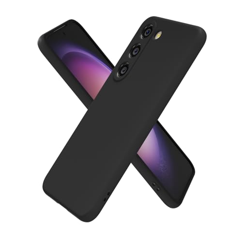 oakxco for Samsung Galaxy S23 Case Silicone, Ultra Slim Thin Phone Case for Women Girls, Plain Solid Color Minimalist Aesthetic Cute Girly Design, Soft Rubber Gel TPU with Camera Cover, Black