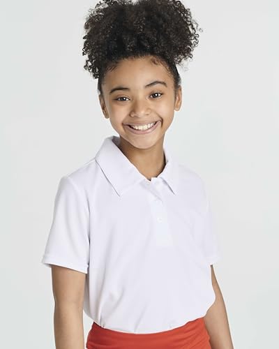Image of 3 Pack Girls' Mesh Polo Shirts Short Sleeve Collared School Uniform Tops | Sizes 4-18, Quick Dry Performance Knit, Easy Care Everyday, Back To Class Ready, Plain Smart Collar, Golf