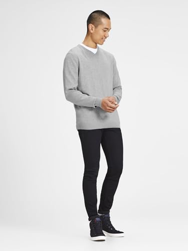 JACK & JONES Herren JJEBASIC Knit V-Neck, Light Grey Melange, XXXL – Ansicht 3