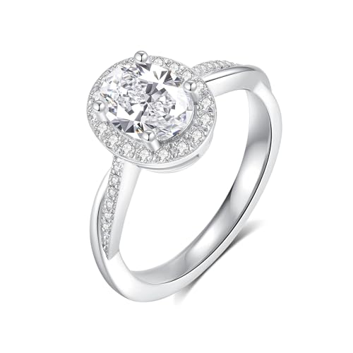 1.5ct Oval Cut Moissanite Engagement Ring For Women 18 K White Glod Plated S925 Sterling Silver Wedding Ring Jewelry Gift2