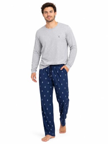 Image of Yoimira Mens Soft Pajama Set Short /Long Sleeve 2 Piece PJs with Pockets