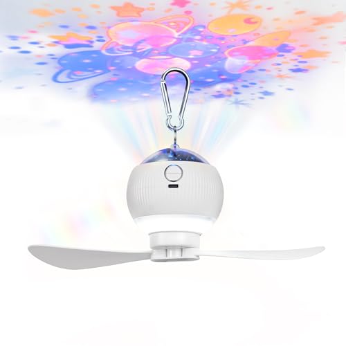 Portátil e Leve Ventilador de Teto com Controle Remoto, Ventilador de Teto com Lâmpada de Iluminação