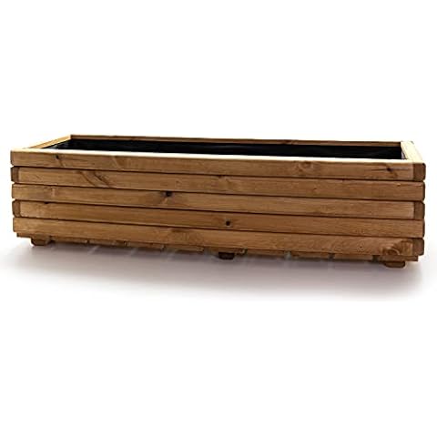 Holzfee Pflanzkasten Akzent 120 Kiefer dunkel geölt 118 x 40 x 30 cm Holz Blumenkasten Balkon Terrasse Cover