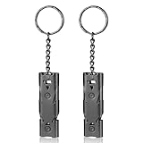 防災 ホイッスル 2個セット 緊急ホイッスル 超大音量 笛 防災グッズ 軽量 コンパル 小型 震災・災害・避難対策用 アウトドア・登山・ハイキング・キャンプ・遠足 非常用 (ブラック, 2)