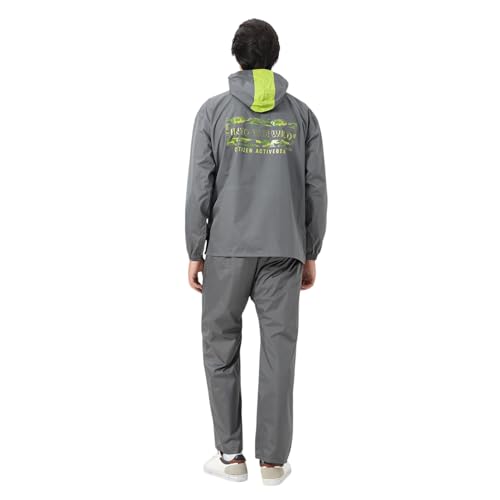 Image of Citizen Designer Rain Suit for Men, Special Stripe Rubberized Fabric, Heavy PVC Coating, PU Coated Waterproof Zipper, Reflective Print, Inbuilt Cap with High Neck, Elastic Cuff, Designer Tapping