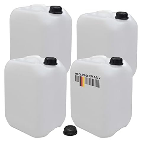 plasteo 4 x 10L Getränke- Wasserkanister Natur | BPA Frei | Lebensmittelecht | Hergestellt in DE | UN-Zulassung | Tragbar | Indoor und Outdoor Cover