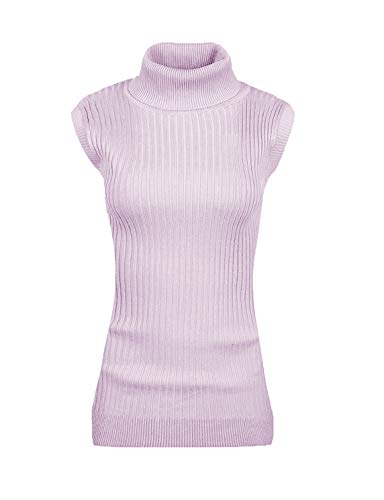 Image of v28 Women Sleeveless High Neck Turtleneck Stretchable Knit Sweater Top
