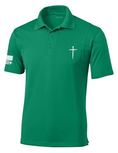 Trenz Shirt Company Mens Christian Polo Embroidered Nail Cross Golf Polo