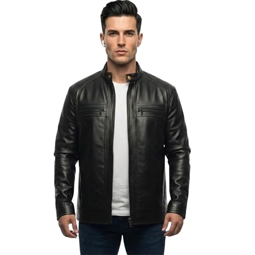 Image of Genuine Leather Jacket for Men | Pure Sheep Leather Jacket for Men | Original Leather Jacket for Mens | Biker & Casual and Winter Jacket No Fur
