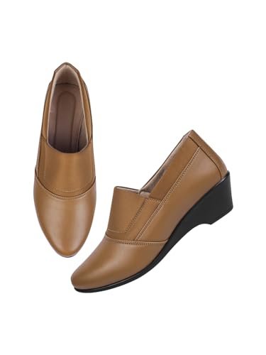 Image of TRYME Collection Bellies Comfortable Stylish Solid Wedge Heel Slip-On Formal Shoes for Womens & Girls