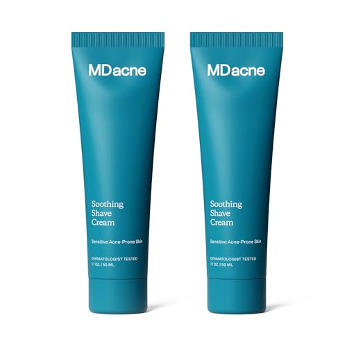 MDacne Shaving Cream for Acne-Prone Skin, 2 Pack, Soothing, Oil-Free, Eliminates Razor Burn, Cuts...