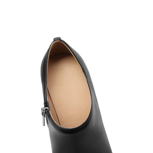 TinaCus Women's Pointed Toe Handmade Platform Stiletto High Heels Genuine Leather Zip Up Pumps Shoes4