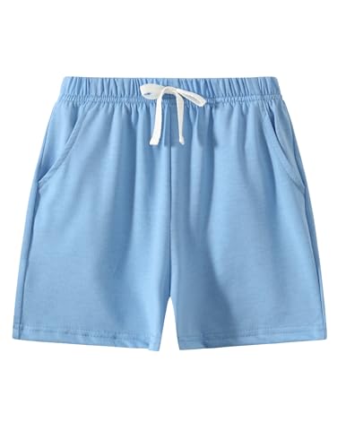 Image of Boy Shorts Sets Summer Hawaii Outfit Palm Print Short Sleeve T-Shirt and Drawstring Cotton Shorts with Pockets