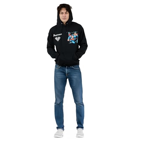 Superman Back Print Oversized Graphic Adult Black Long Sleeve Hoodie3