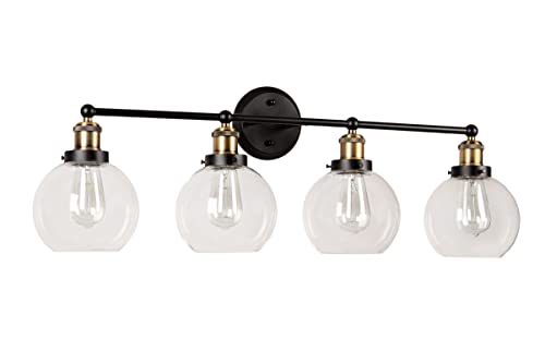 Aspen Creative 62269, Bathroom Vanity 4 Lights Fixture, 33-1/2" W x 11-3/4" H x 7-1/4" D, Antique Bronze/Warm Brass-2 Tone Finish/Clear Glass, Bulb Not Included by Aspen Creative - Image 3