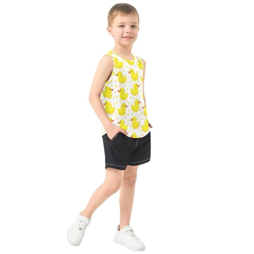 J JOYSAY Duck Polka Dot Yellow Boys Tank Top Sleeveless Muscle Shirts Quick Dry Kids T-Shirts 3-15T4