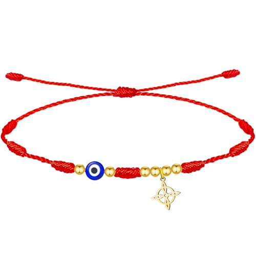 cotigo Pulsera Nudo de bruja Acero inoxidable o de hilo + una pulsera de nudos (gratis), Amuletos de suerte y protección, contra el mal de ojo, bisutería accesorios para mujer. (nudos y ojo turco)