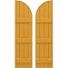 Ekena Millwork ARW401BQ414X58TUH Americraft Four 3 Exterior Real Wood Joined Board-n-Batten Shutters w/Arch Top (Per Pair), 14"W x 58"H, Turmeric