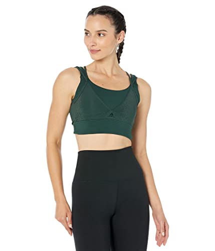 adidas Women's Powerimpact Training Medium Support Shiny Bra, Shadow Green, X-Small DD