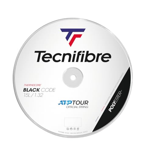 Tecnifibre Reel 200M-BLACK Code 1.32 Unisex Adult Tennis Rope, Black, Single