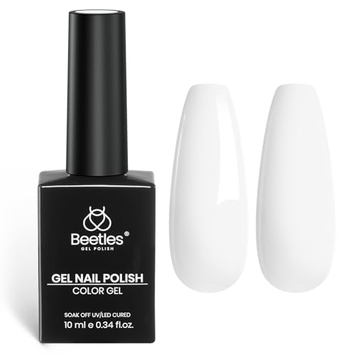 Beetles 10ml White Gel Polish - 1pc Pure White Gel Polish French Nail Art Manicure Salon DIY Design at Home Soak Off UV Gel 4th of July Nails