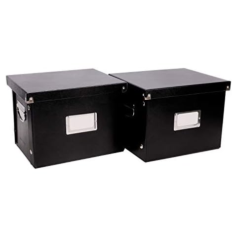 Snap-N-Store File Storage Box & Organizer - 2 Pack - 13.25 x 10.75 x 9.875 Inch Letter Size Portable File Boxes with Lids for Documents - Back To School Supplies for College Students - Black Cover