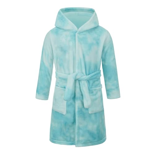 Image of YOLIA Boys Girls Robes Kids Hooded Sleepwear Soft Fleece Bathrobes Cute Housecoat Gowns