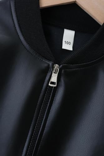 Boys' Fashionable Leather Jackets Stand Up Collar Windproof Jacket Coats3