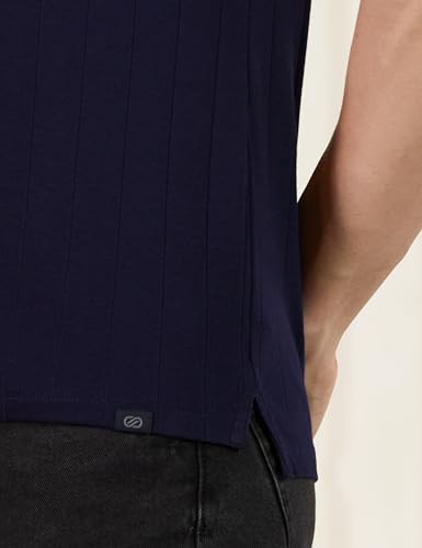 Image of Amazon Brand - Symbol Men Regular Fit Rib Textured Polo| Half Sleeves | Available in Plus Size