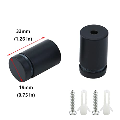 Image of Antrader 12-Pack 3 /4 inch x 1-1 /5 inch Stainless Steel Glass Standoff Mounts,Black | Decorative Wall Standoffs Advertising Nails,Easy Install For Mirrors, Signs, Wall Plaques