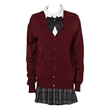 [ウィゴー] ベーシック スクールカーディガン ニット カーディガン 学生 服 制服 アウター 無地 羽織 女子 通学 高校生 中学生 スクール 仕事着 秋服 ギフト レディース XL ワイン