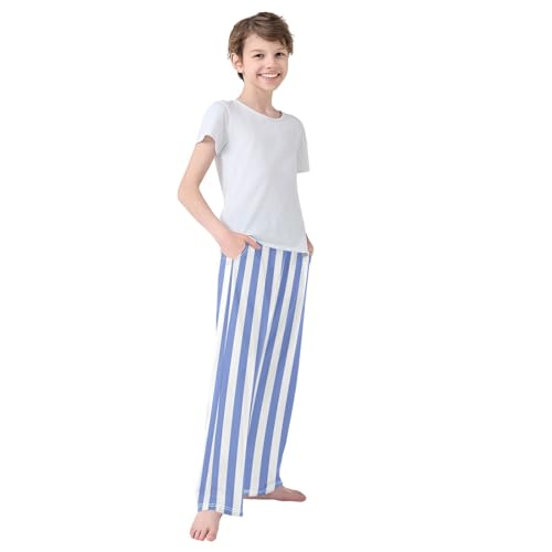 Boys' Pants Blue Vertical Stripe Long Bottoms Jogger Pants Elastic Waist Trousers with Pockets S-XL4