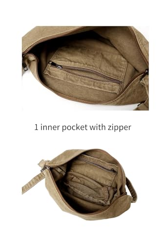 Jeelow Canvas Tote Shoulder Crescent Sling Bag Handbag Crossbody Bags Purse For Men & Women Zipper Pockets4
