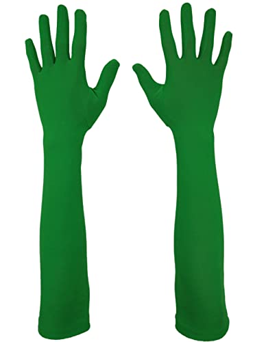 Howriis Mens and Womens Spandex Gloves Costume Halloween Cosplay Stretchy Long Gloves (Green 45cm)