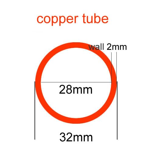 Tubo de cobre T2 OD32 diámetro exterior 32 mm de grosor de pared de 1,5 mm, tubo de cobre capilar hueco católico (32 x 1,5 mm, 500 mm)