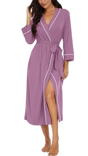 Image of PrinStory Womens Robe Long Knit Bathrobe Lightweight Soft Robes Ladies Bath Robe