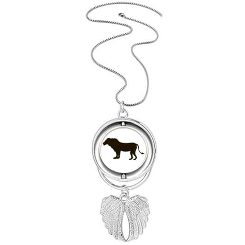 Collier lion noir ailes d'ange pendentif totem gothique pour homme