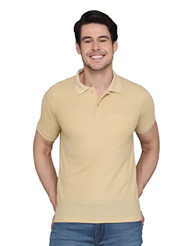 Image of INKKR Men's Polo Neck Half Sleeve Cotton Blend Regular Fit T-Shirt With Pocket