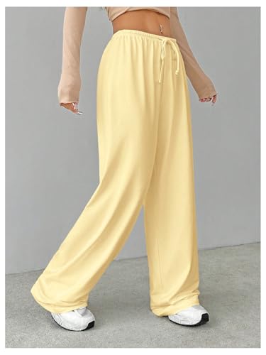 Verdusa Women's Loose Wide Leg Sweatpants Elastic Drawstring Waist Casual Long Pants3