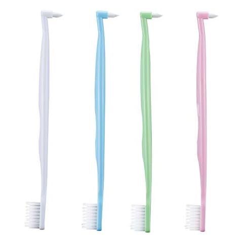 HRASY Orthodontic Toothbrush Double-Ended Interspace Brush V-Trim Toothbrush and Tiny Small Soft Trim Head End Tuft Toothbrush for Braces and Teeth Detail Cleaning, 4 Pieces (4 Colors) Cover