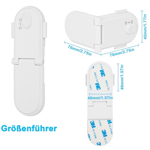 REDTRON Kindersicherung Schrank mit Doppeltem Sicherheitsschalter (4 Pack, Weiß), kindersicherung kühlschrank mit 3M-Kleber… – Ansicht 4