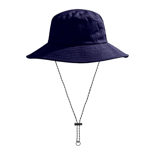 Dqwtb Waterproof Bucket Rain Hat with Chin Strap Quick Dry Outdoor Bucket Hats for UV Protection Packable Boonie Sun Hat for Men Women Navy