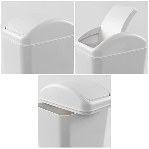 Image of Farmoon 14L /3.5 Gallon Slim Trash Can, Modern Swing Lid Waste Paper Basket | Plastic Dustbin Waste Bin, Light Grey