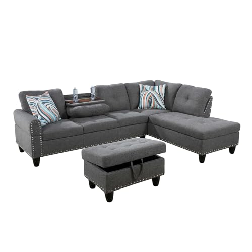 Glasflength MZX-VC-B10252 L Shaped Sofa With Ottoman Modern Sectional Couches For Living Room thumb #5