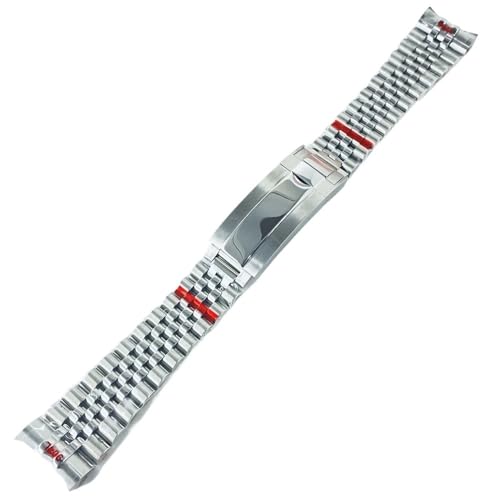 20mm Width 904L Solid Stainless Steel Watch Band Brushed Polished Oyster Bracelet Folding Buckle Glide Lock Clasp