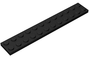 100 Piece Black Classic Building Plates 2x12 Strips Compatible with All Major Brick Brands