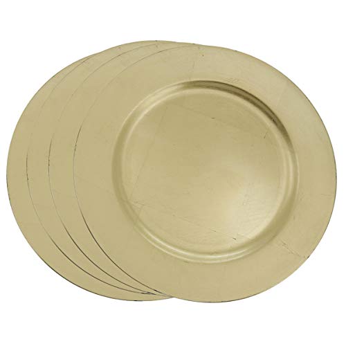 212 Main SARO 13 in. Round Classic Design Charger Plate - Gold Set of 4