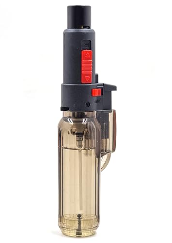 Image of Blow Torch Refillable Culinary Kitchen Gas Lighter, Safety Lock & Adjustable Two Flame System for Food Cooking /BBQ /Baking /Coal Burning /Camping (Black)