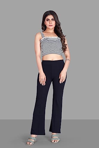 Image of Women's High Waist Bell Bottom Trouser, Elastic Flared Bootcut Pants